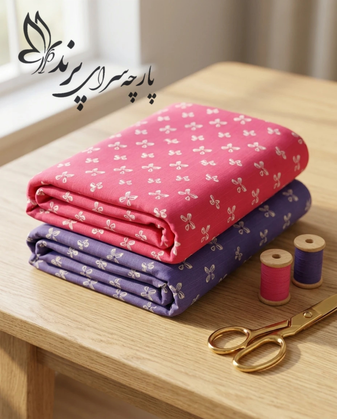 پارچه کتان طرح پاپیون چرمی